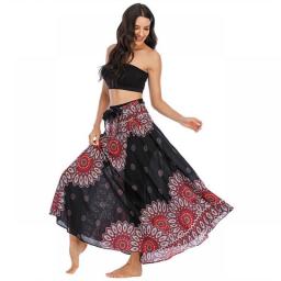Woman Rayon Sunflower Half Dress Women's Long Hippie Bohemian Skirt Gypsy Boho Flowers Elastic Waist Floral Beachwear