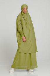Two Piece Jilbab Prayer Set Abaya For Woman Batwing Hijab Dress Muslim Kimono Kaftan Robe Long Khimar Islam Cloth Jilbab Ramadan