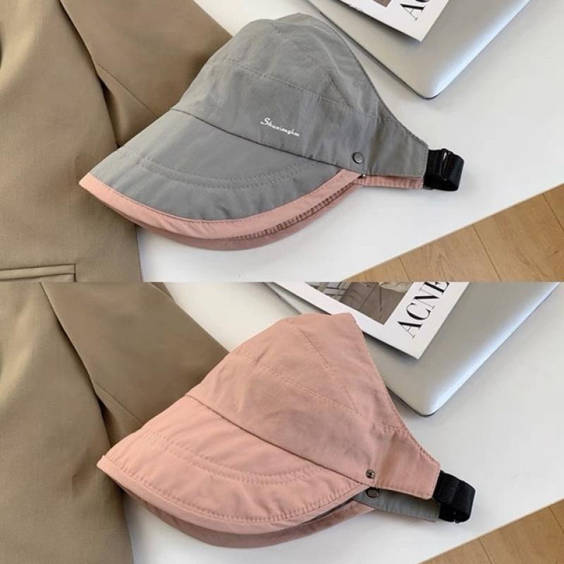 Women's Summer Hat Removable Cap Top with Zipper Empty Top Hat Cycilng Anti-UV Sun Hats Ladies Foldable Big Brim Hat Visor Caps