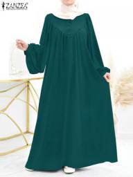 Muslim Hijab Dresses For Women Turkey Abaya Oversize Robe ZANZEA Eid Mubarek Maxi Sundress Dubai Vestidos Kaftan Isamic Clothing