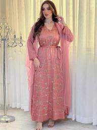 Eid Evening Dress Diamond Muslim Women Mesh Abaya Party Dresses Ramadan Abayas Caftan Kaftan Saudi Arab Maxi Vestidos 2023