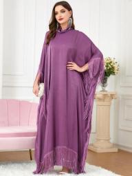 Abayas For Women Dubai 2022 Autumn Winter Tassel Batwing Sleeve Casual Loose Oversized Ramadan Muslim Women Clothing