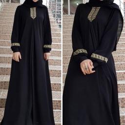 Premium Middle East Muslim Robe Jilbab Abaya Ramadan Loose Print Long Sleeve Islamic Dress Abayas Women Clothing