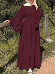 2023 New Muslim Dress Khimar Hijab Abaya Flare Sleeve Islam Clothing Abayas Women Dubai Kaftan Turkish Modesty Robe Jilbab