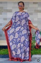 Tiktok Popular African Women Bohemian Silk Printed Long Dress With Scarf Summer Promotion Muslim Lady Quality Robe Kaftan Dress