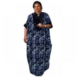Plus Size Abaya Women's Colorblock Allover Geomtric Print Bat Sleeve V Neck Maxi Muslim Kaftan Dress