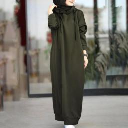 2023 New Hooded Draw Rope Muslim Hijab Abaya Loose Long Sleeve Abayas Women Dubai Kaftan Turkish Modesty Robe Jilbab