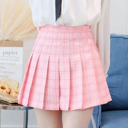 Women High Waist Pleated Skirt Y2k Summer Casual Kawaii A-line Plaid Black Tennis Japanese School Uniform Mini Skirts For Girls