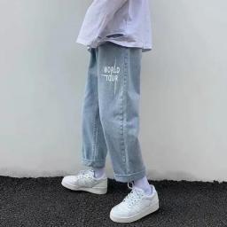 Letter Hot Drill High Waisted Jeans High Street Vintage Hip Hop Baggy Jeans Women Clothing Casual Wide Leg Jeans Woman Pants