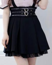 Lady Black Mini Skirt LizLisa Lace Women's Solid Color Lolita Skirt  Casual Suspender Skirt For Summer 2023 New