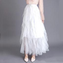 Spring Summer Tutu Long Skirts Women Harajuku Saia Fashion Bottom Woman Clothes Jupe Femme Casual Mesh Maxi Skirt Ladies Faldas