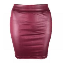 Women Faux Leather Short Pencil Skirt Fashion Office Lady Elegant Workwear Sexy Bodycon Solid Color High Waist Mature Mini Skirt