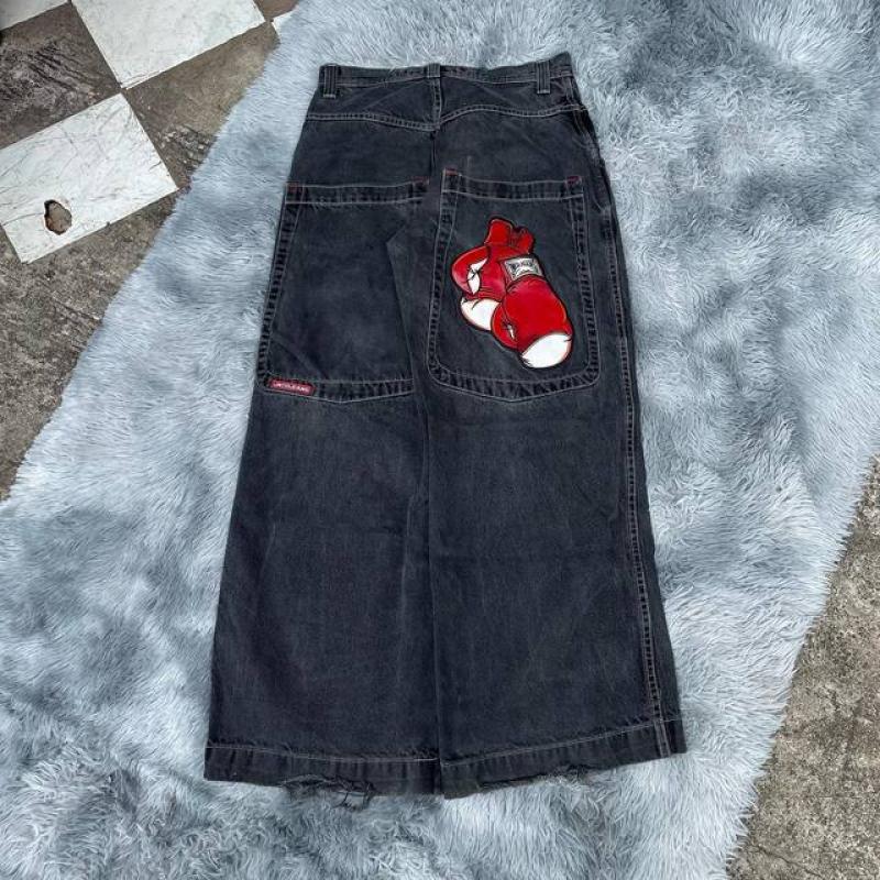Y2k Jeans Womens Hip Hop Retro Snake Graphic Print Oversized Baggy Jeans Black Pants New Harajuku Gothic High Waist Wide Trouser