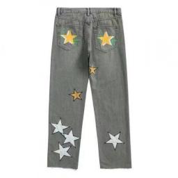 European And American New Women Clothing Large Size Vibe Wind Hot Girl Micro Flared Jeans Casual Straight Star Patch Jeans