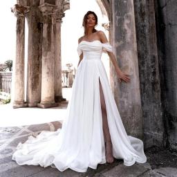 Modest Sweetheart Tulle A-Line Wedding Dress Off The Shoulder Princess Bridal Gowns Vestido De Noiva