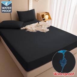 100Percent Waterproof Mattress Covers Protector Adjustable Non-slip Bed Fitted Sheet With Elastic Band For Queen King 90/140/160x200