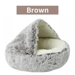 Soft Plush Pet Bed With Cover Round Cat Bed Pet Mattress Warm Cat Dog 2 In 1 Sleeping Nest Cave For Small Dogs
