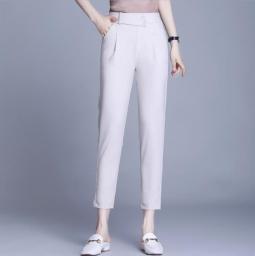 2022 Summer Women Pants Casual Solid Spring Summer Cotton Linen Lady Ankle -Length Trousers Pants