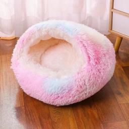 New Plush Round Cat Bed Pet Mattress Warm, Soft And Comfortable Basket Cat And Dog 2-in-1 Small Dog Sleeping Bag Nest