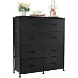 LISM Dresser For Bedroom With 8 Drawers, Wide Chest Of Drawers, Fabric Dresser,Black