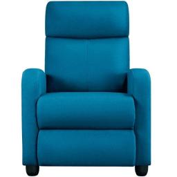 Fabric Push Back Theater Recliner Chair With Footrest, Blue Chairs Living Room  Single Sofa Chair