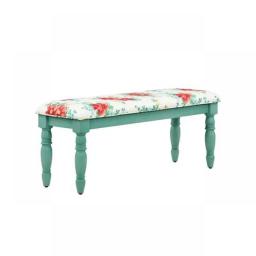 Woman Vintage Floral Dining Bench Made With Solid Wood Frame Teal Chairs Living Room  Nordic Sofa  Lounge Living Room Chairs