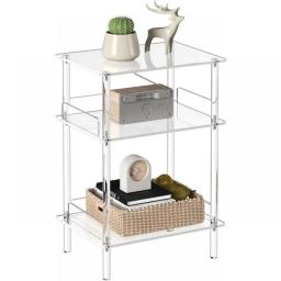 Aquiver 3-Tier Acrylic Nightstand - Small Clear Bedside Table - End Table/Side Table For Bedroom, Living Room
