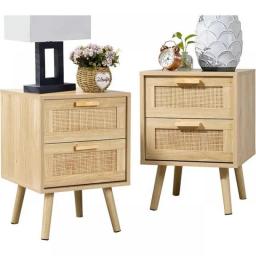 Nightstands Set Of 2 Pack Bed Side Table For Bedroom Wood Accent Table With Storage For Bedroom Nightstand Mobile Furniture Home