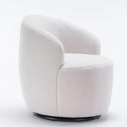 HomSof Ivory Teddy Fabric Leisure Accent Chair Accent Chairs Swviel Barrel Chair For Living Room  Chairs For Bedroom