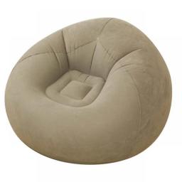 1pc Khaki Inflatable Sofa Flocking Surface Round Spherical Sofa Living Room Bedroom Portable Folding Lazy Sofa Chair