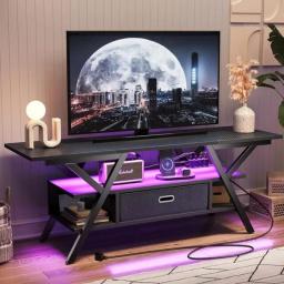 LEDwith Power Outlets Gaming TV Stand For TV Up To 65 Inch 55” TV Game Console For Living Room 20 Dynamic RGB Modes Rtv Cabinet