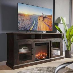 Modern 60 Inch Traditional TV Stand With 18 Inch Electric Fireplace & Media Center Console Table For TV Up To 65 Inch