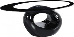 Black Oval Glass Coffee Table With Round Hollow Base-Modern End Side Coffee Table For Home Living Room Furniture