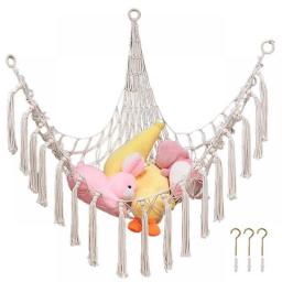 Stuffed Animal With Hooks Kids Bedroom Space Saving Triangle Nursery Playroom Toy Hammock Hanging Mesh Soft Net Organizer