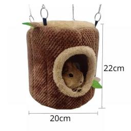 Tree Stump Shape Warm Hamster Hammock Winter Mole Tunnel Small Animal Hanging Bed Hamster Nest Pet Cage Household Supplies