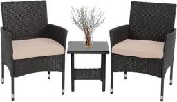 Outdoor Wicker Bistro Rattan Chair Conversation Sets With Coffee Table For Yard Backyard Lawn Porch Poolside Balcony,Black