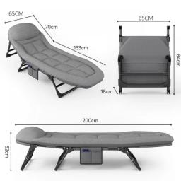 Folding Bed Household Portable Sofa Beds Office Lunch Break Bed Adjustable Headrest Foldable Bed Outdoor Beach Reclining Chair