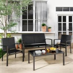 Lawn Garden Furniture Sets Poolside With A Glass Coffee Table Outdoor Table Chair Set 4 Pieces Patio Furniture Set Freight Free