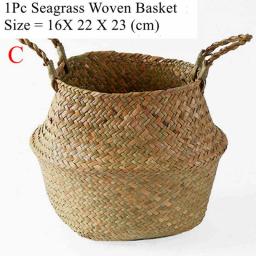 Zerolife Seaweed Wicker Basket Rattan Hanging Flower Pot Dirty Clothes Basket Storage Basket Cesta Mimbre Basket Picnic Basket
