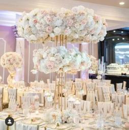 Hot New Metal Double Layer Flower Stand Metal Flower Arrangement For Wedding Centerpieces High Tall Centerpieces