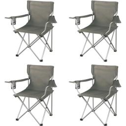 Classic Folding Camp Chairs, With Mesh Cup Holder,Set Of 4, 32.10 X 19.10 X 32.10 Inches