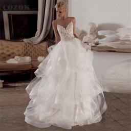 Luxury Ball Gown Ruffle Tulle Lace Appliques Wedding Dresses Long Formal Bride Wedding Gowns Custom Size CZ71