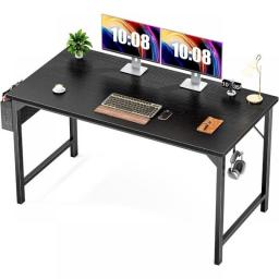 Sweetcrispy Computer Desk-Home Office Desk 48/40/55 Inch Simple Style Student Desk With Storage Bag & Iron Hook Wooden Desk