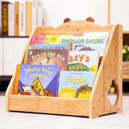 Montessori Bookshelf For Kids, Natural Wood Bookcase With Chalkboard & Storage, Kids Magazine Rack Book Display Organize