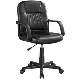 Adjustable Faux Leather Swivel Office Chair, Black Home   Ergonomic Desk  Mesh Computer