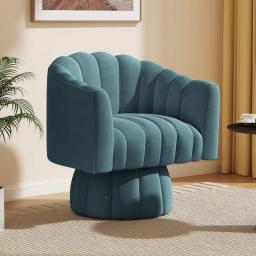 Fluffy Velvet Fabric Chair For Living Room Single Sofa Mid Century 360 Degree Swivel Cuddle Barrel Accent Sofa Chairs Office