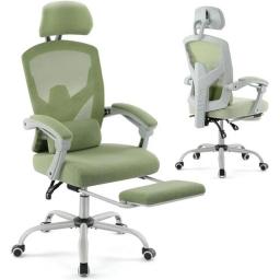 Ergonomic Office Chair, Reclining Office Chair Desk Chair With Foot Rest, High Back Computer Chair Mesh Home Office Desk Chairs