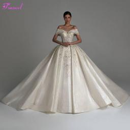 Fsuzwel Romantic Sweetheart Neck Lace Up Ball Gown Wedding Dress 2023 Luxury Embroidered Beading Sparkly Princess Bridal Gown