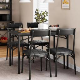 Luxury Dining Table Set For 4, Kitchen Table And Chairs, Rectangular Dining Room Table Set With 4 Upholstered Chairs,
