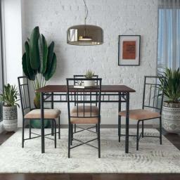 Traditional 3/5-Piece Wood & Metal Dining Set For 2/4, Suitable For Kitchen, Dining Room, Indoor Patio Furniture
